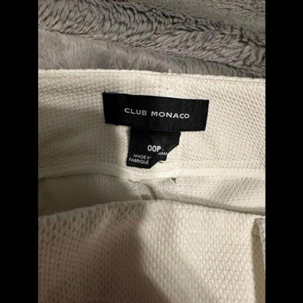 Club Monaco White Slim Fit Textured Pants 00P - Picture 2 of 2